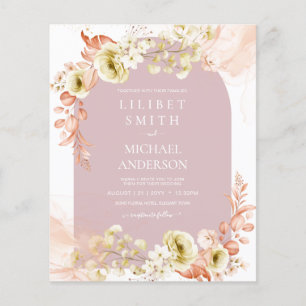 LOWEST BUDGET Dusty Ro Olive Blommigt Bröllop Flygblad