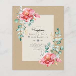 LOWEST BUDGET Red Blommigt Eucalyptus WEDDING-inbj Flygblad