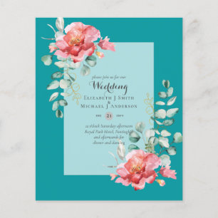 LOWEST BUDGET Red Blommigt Eucalyptus WEDDING-inbj Flygblad
