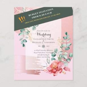 LOWEST BUDGET Red Blommigt Eucalyptus WEDDING-inbj Flygblad