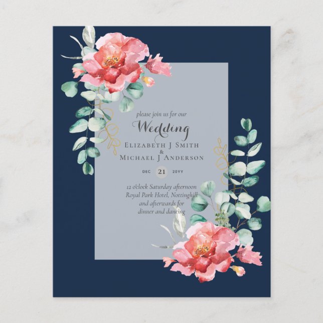 LOWEST BUDGET Red Blommigt Eucalyptus WEDDING-inbj Flygblad (Framsidan)