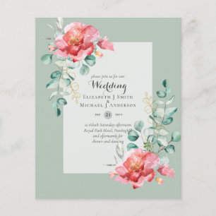 LOWEST BUDGET Red Blommigt Eucalyptus WEDDING-inbj Flygblad