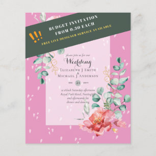 LOWEST BUDGET Red Blommigt Eucalyptus WEDDING-inbj Flygblad