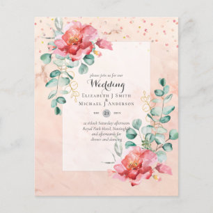 LOWEST BUDGET Red Blommigt Eucalyptus WEDDING-inbj Flygblad