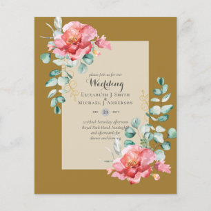 LOWEST BUDGET Red Blommigt Eucalyptus WEDDING-inbj Flygblad