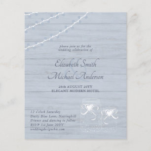 LOWEST PRICED Dusty Blue Rustic Mason Burk Bröllop Flygblad