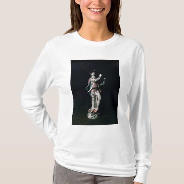 Lowestoft-figur av en pojke som leker en triangel t-shirt (Framsida)