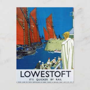 Lowestoft vintage tågreseaffisch Storbritannien Vykort
