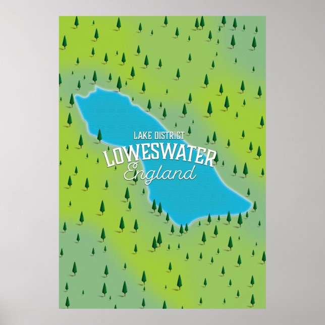 Loweswater Lake, sjödistriktet, reskarta. Poster (Framsidan)