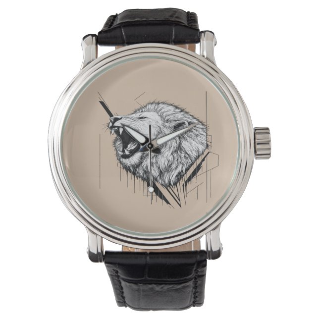Löwhuvud Premium Design E-klockremsa  Armbandsur (Framsida)