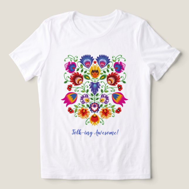 Lowicz Blommig Kam T Shirt (Design Framsida)