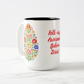 Lowicz Blommig Kam Två-Tonad Mugg