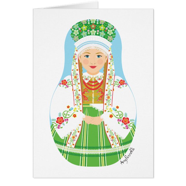 Łowicz Pole Bride Matryoshka Card OBS Kort (Framsidan)