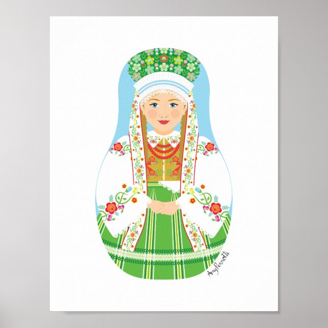 Łowicz Pole Bride Matryoshka Poster (Framsidan)