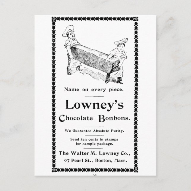 Lowneys Chocolate Bonbons Vykort (Framsida)