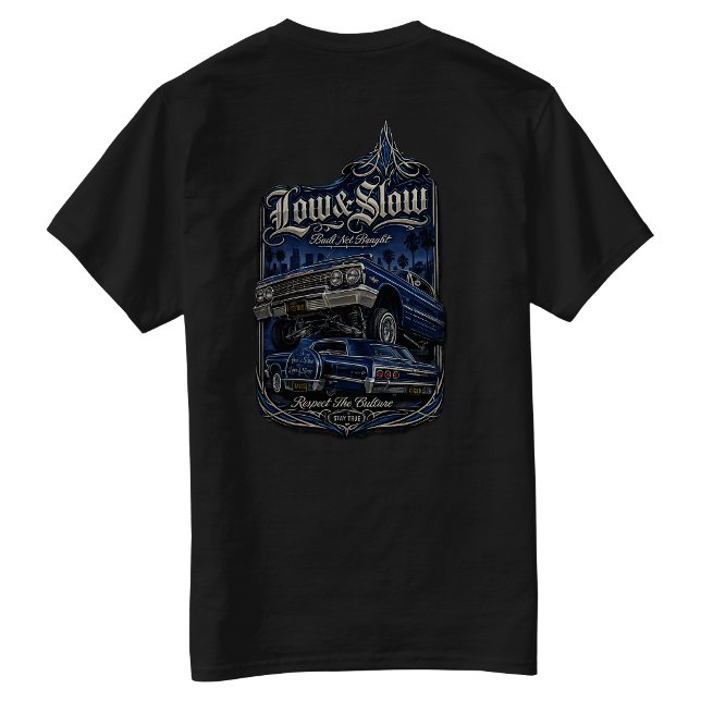 Lowrider Byggd Inte Köpt bakre-hit T-shirt (Lowrider Built Not Bought back-hit T-shirt)