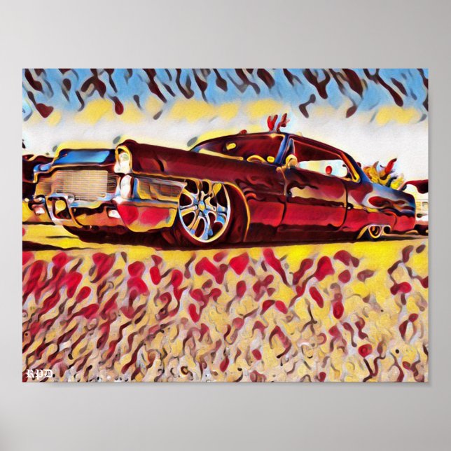 Lowrider Cadillac Low Rider Caddy Car Art Poster (Framsidan)