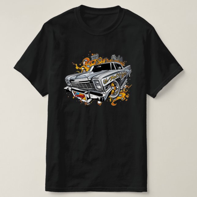 Lowrider Chevrolet Stil Graffiti Artwork T Shirt (Design framsida)