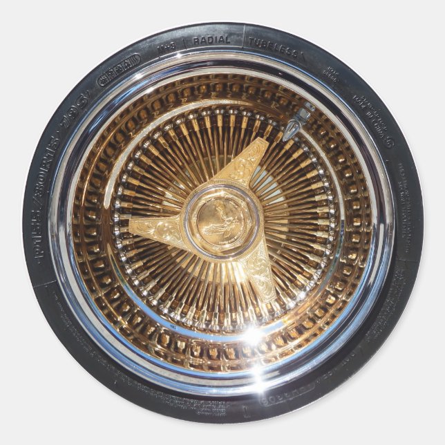 Lowrider Wire Hjul-fästmärke Runt Klistermärke (Framsida)