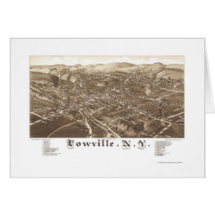 Lowville panorama- karta för NY - 1885 Hälsningskort