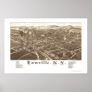 Lowville panorama- karta för NY - 1885 Poster