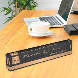 Loxury elegant Black Läder guld monogram advokat