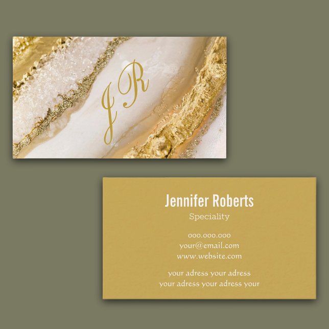 Loxury monogram-skript - guldmarmor visitkort (Luxury monogram script golden marble business card)