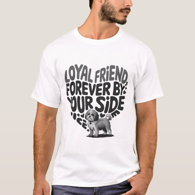 Loyal Friend-Hund Assion Heart Design T Shirt (Framsida)