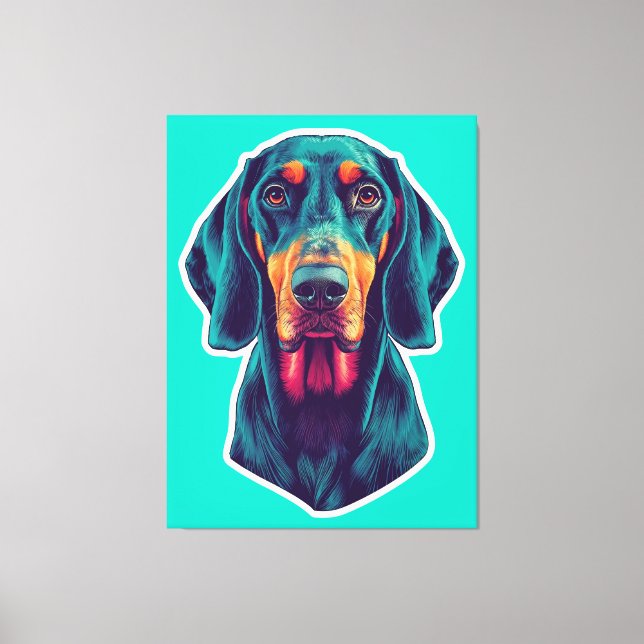 Loyal Glow – Vibrant Bluetick Coonhound Pop Art Canvastryck (Framsida)