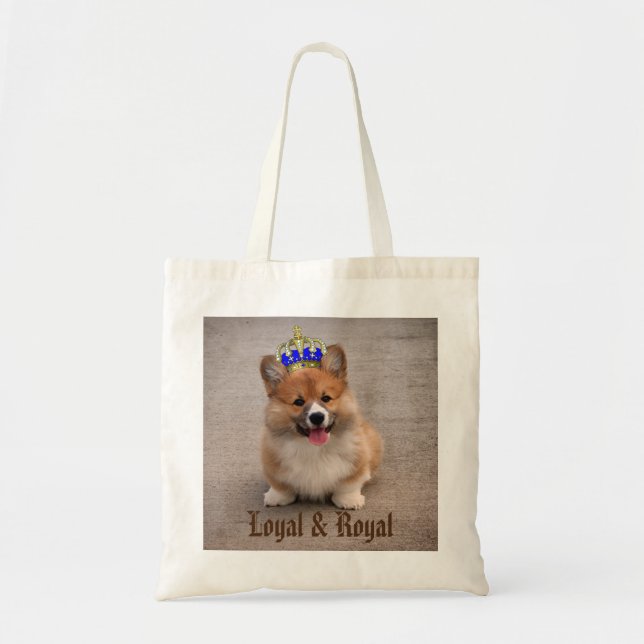Loyal och Royal Corgi Puppy Tygkasse (Framsidan)