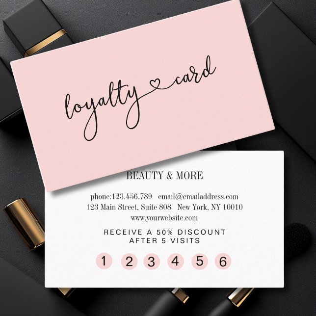 Loyalität 5 Nails Lashes Beauty Visitenkarte Visitkort (Personalized Loyalty 5 Nails Lashes Beauty Business Card)