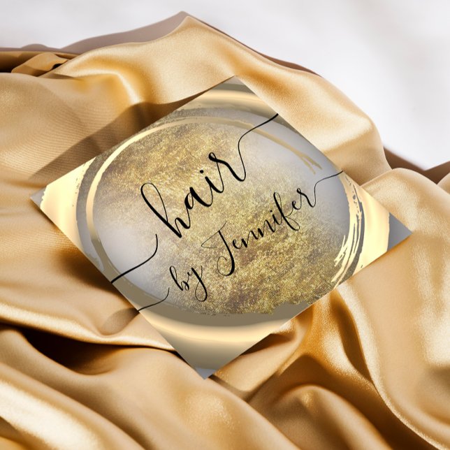 Loyality 6 Slår Hair Lash Makeup Guld Grått Fyrkantigt Visitkort (Skapare uppladdad)