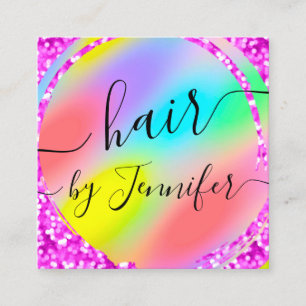 Loyality 6 Slår Hair Lash Makeup Rainbow Rosa Fyrkantigt Visitkort
