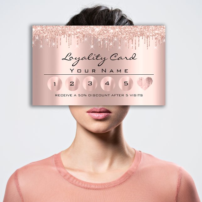 Loyaliy 6 Esthetician MAKEUP Ro Dricker Hjärtslag Visitkort (Loyaliy 6 Esthetician MAKEUP Rose Drips Heart Lash Business Card)