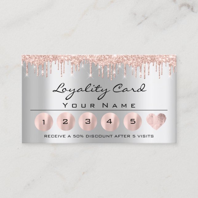 Loyaliy 6 Esthetician Ro Dricker Grått Heart Lash Visitkort (Framsida)