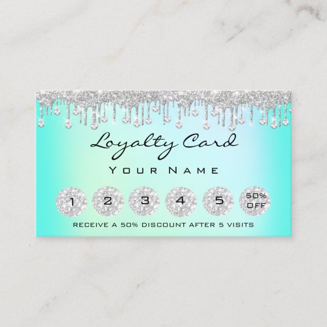 Loyalty 6 Makeup Esthetician Eyelash Diamond Mint Visitkort (Framsida)