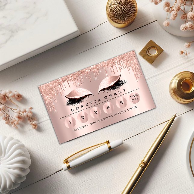 Loyalty 6 Makeup Esthetician Eyelash Ro Drives Visitkort (Loyalty 6 Makeup Esthetician Eyelash Rose Drips Business Card)