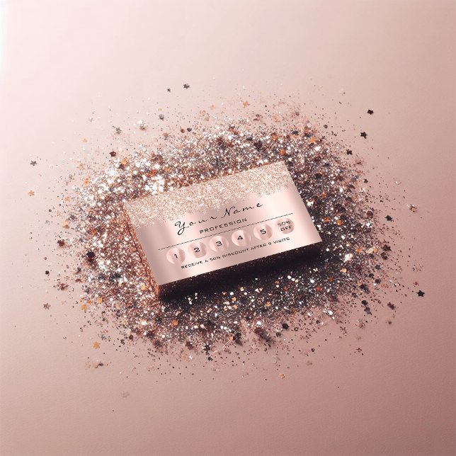 Loyalty 6 Makeup Hairdresser Eyelash Ro Glitter Visitkort (Loyalty 6 Makeup Hairdresser Eyelash Rose Glitter Business Card)