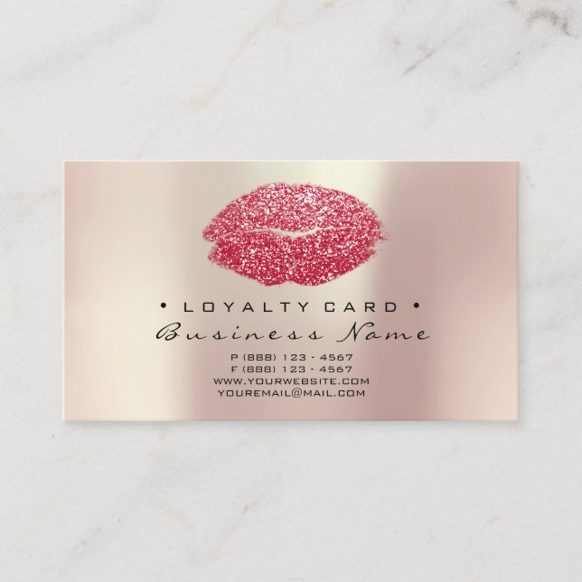 Loyalty Card 6 Beauty Salon Kiss Red Hearts Läppar Lojalitetskort (Framsida)