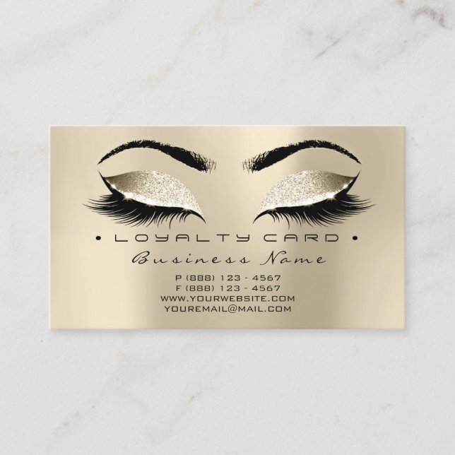 Loyalty Card 6 Beauty Salon Lash Guld Champaigne Lojalitetskort (Framsida)