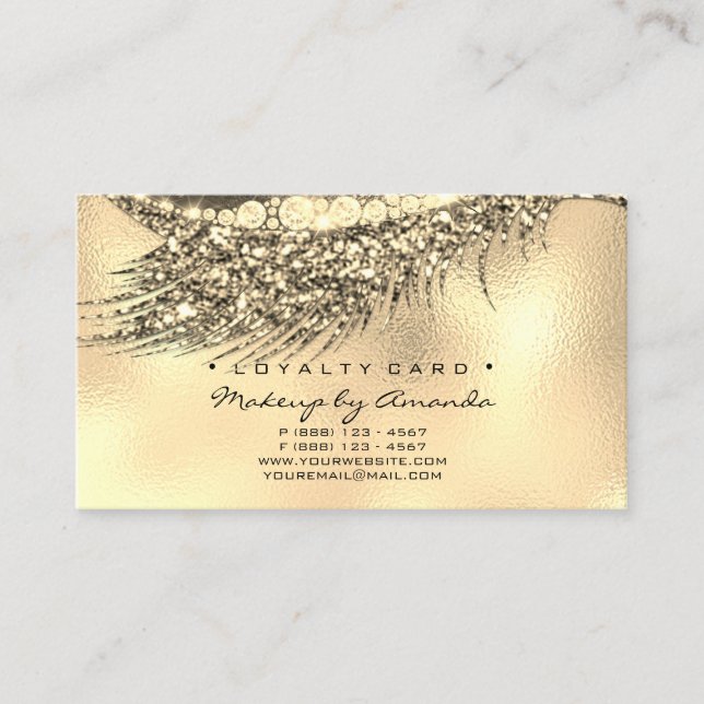 Loyalty Card 6 Beauty Salon LashChampaigne Guld Lojalitetskort (Framsida)