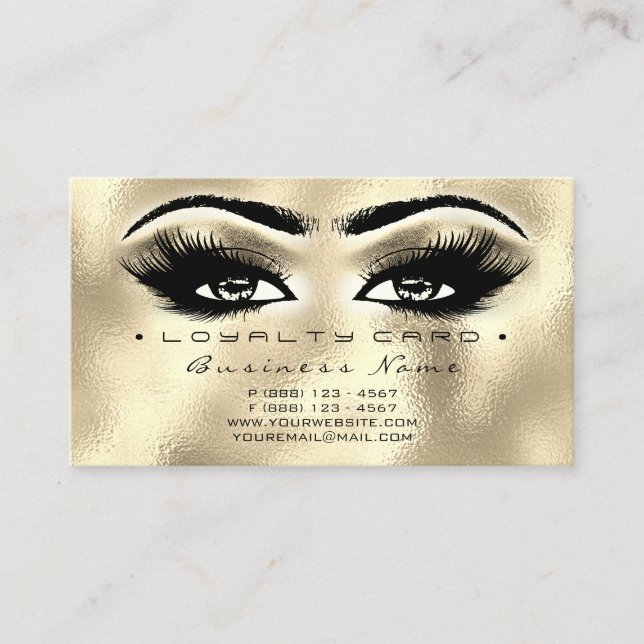 Loyalty Card 6 Beauty Salon LashGuld Glass Öga Lojalitetskort (Framsida)
