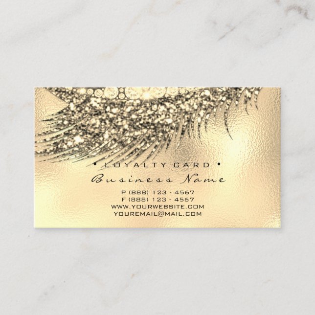 Loyalty Card 6 Beauty Salon Lux Lash Guld Metallic Lojalitetskort (Framsida)