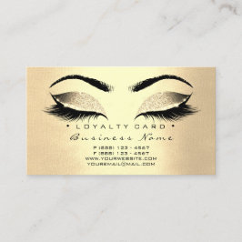 Loyalty Card 6 Lash Champaign Guld Krona Glitter Lojalitetskort