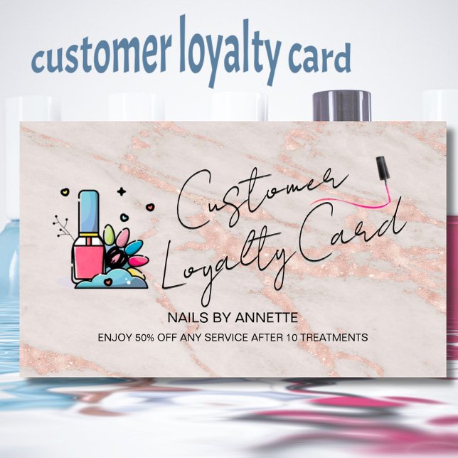 * Loyalty Card Manicurist Nail Tech Rose Gold   Visitkort (Skapare uppladdad)