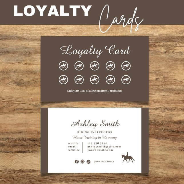 Loyalty Card Modern Trendig Horse Training Visitkort (Modern Trendy Horse Training Loyalty Card)