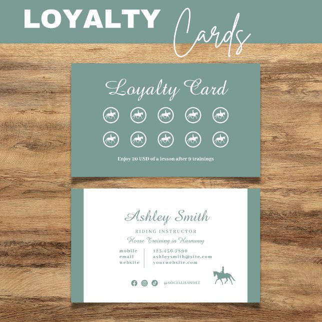 Loyalty Card Modern Trendig Horse Training Visitkort (Modern Trendy Horse Training Loyalty Card Modern Green)