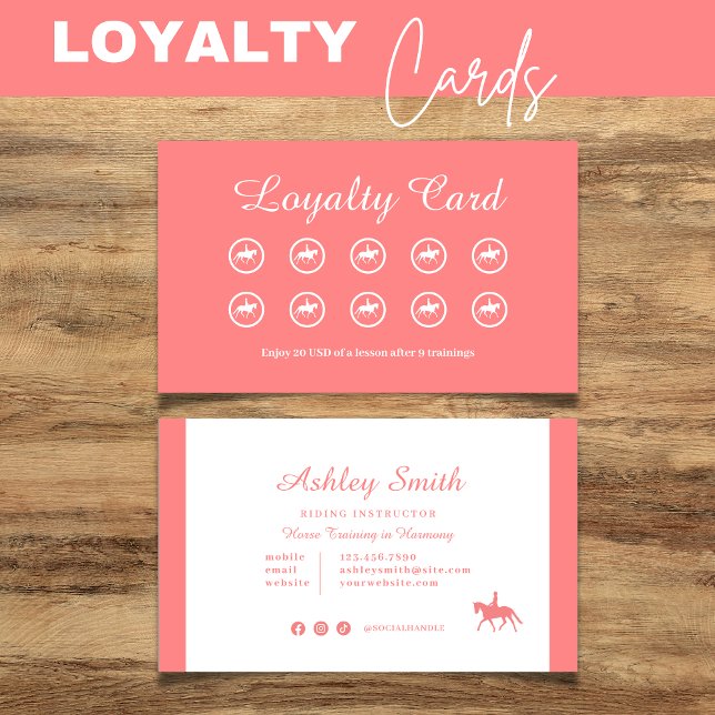 Loyalty Card Modern Trendig Horse Training Visitkort (Modern Trendy Horse Training Loyalty Card Peach)