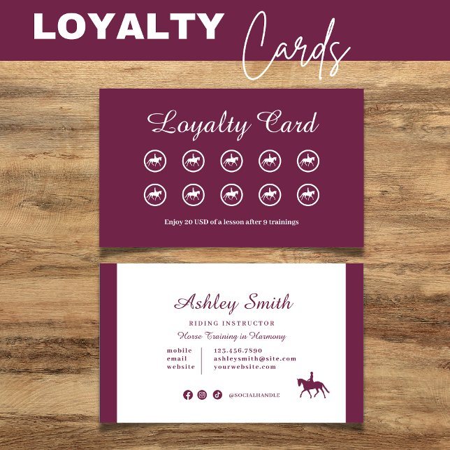 Loyalty Card Modern Trendig Horse Training Visitkort (Modern Trendy Horse Training Loyalty Card Purple)