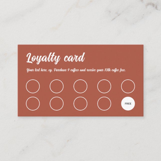 Loyalty Card, Retro professionell terracotta brun Lojalitetskort (Framsida)